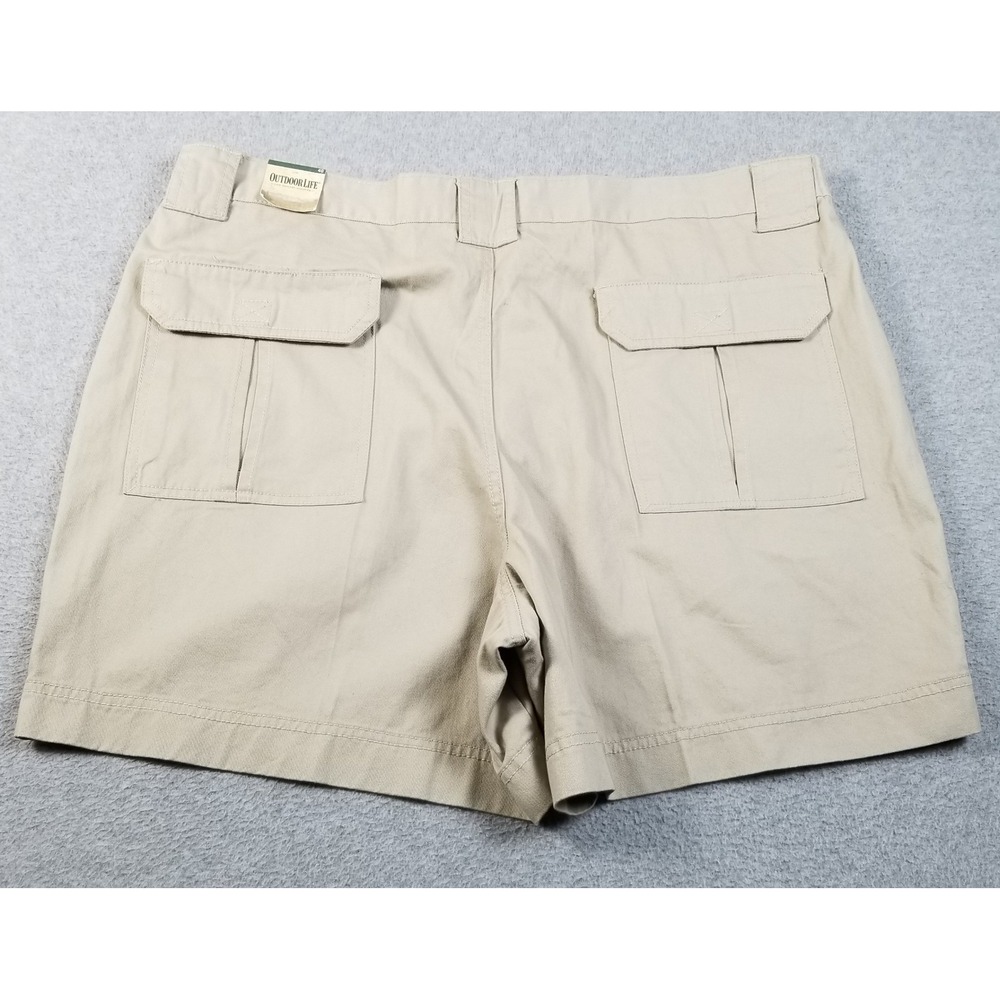 Outdoor Life Cargo Shorts Mens 40 Khaki Tan Cotton Elastic Waist Casual Utility - Picture 3 of 15